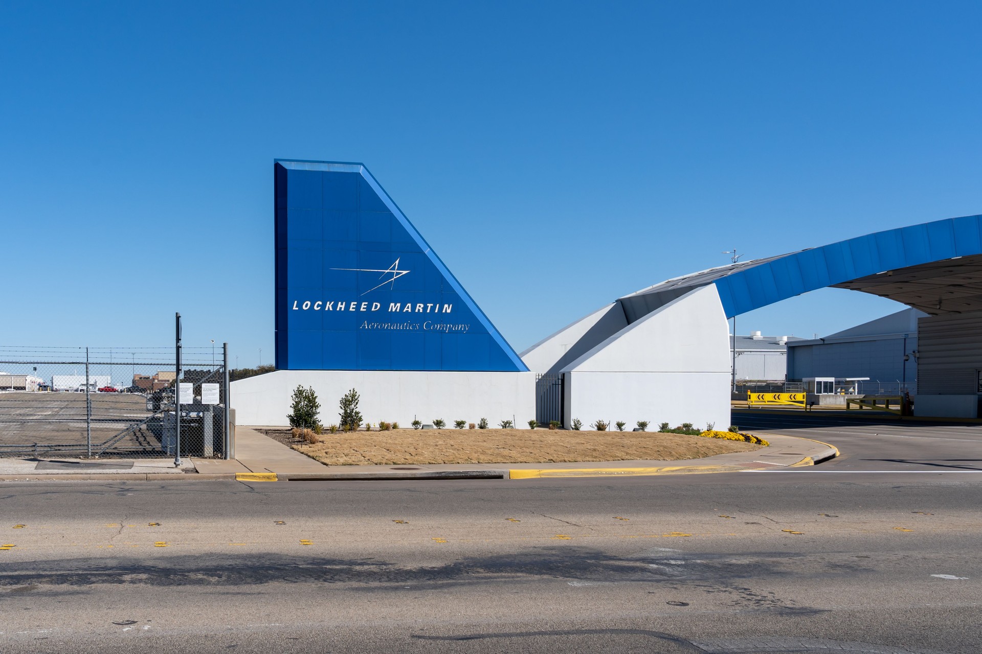 The entrance to Lockheed Martin Aeronautics Company facility in Fort Worth, TX, USA.